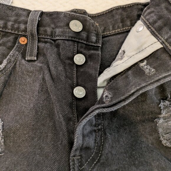 Levi's Premium 501 Cutoff Shorts XX Black Wash w/Button Fly & Blank Tab sz 26 - Picture 8 of 13